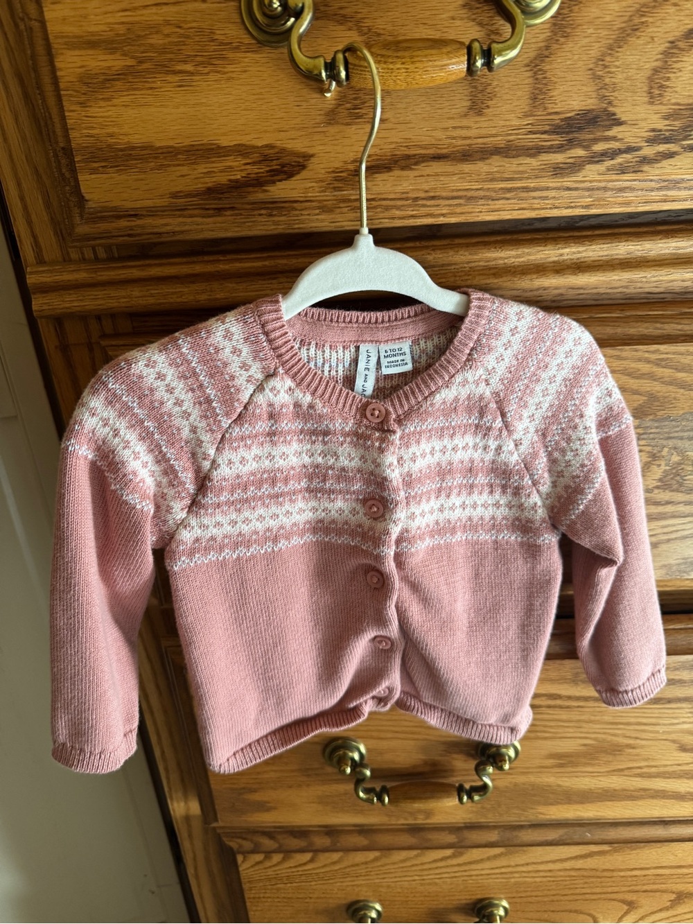 Janie & Jack Baby Girls' Dusty Pink Knit Cardigan Sweater, size 6-12 months